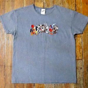 Vintage 1999 Warner Bros Studio Store Embroidered Bugs Taz Daffy Tee Large